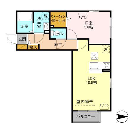 メルベーユ(1LDK/2階)の間取り写真