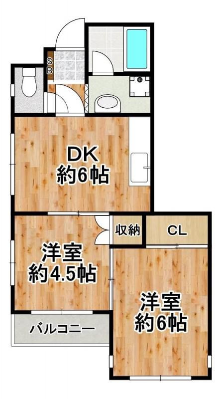 パステルハウス(2DK/4階)の間取り写真