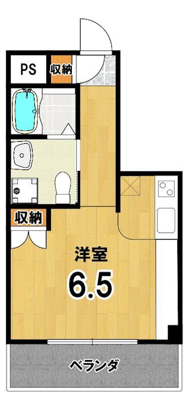 コスモエル下鴨(1K/2階)の間取り写真
