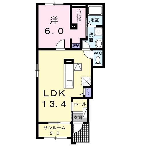 グランツ・カーサ(1LDK/1階)の間取り写真