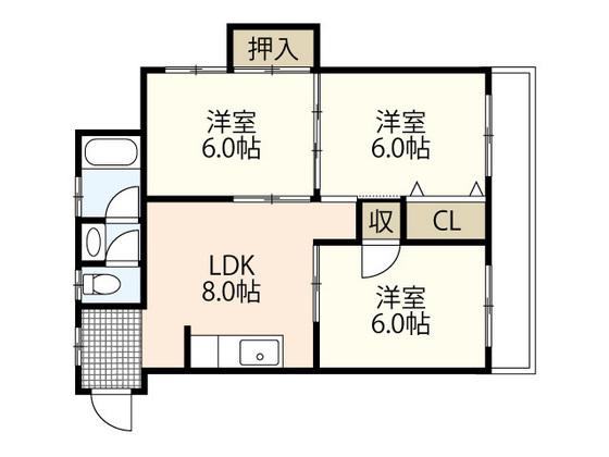石光ビル(3DK/4階)の間取り写真