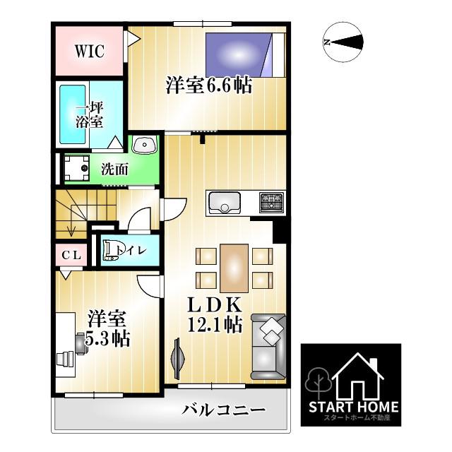 サザン・スターB(2LDK/2階)の間取り写真