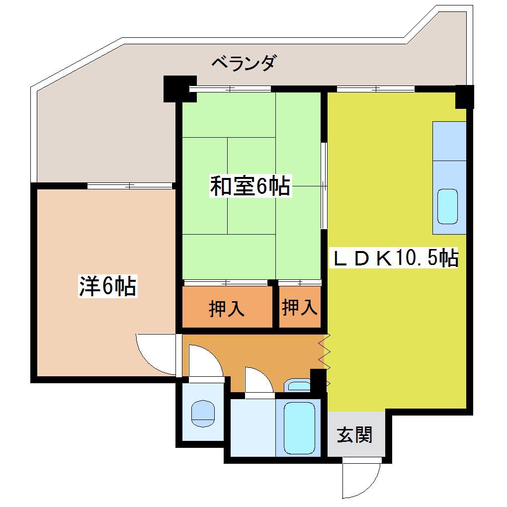 レジデンス ドゥ・ルウエスト(2LDK/4階)の間取り写真