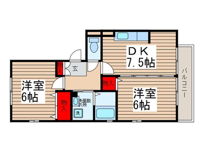 ドミール岩瀬(2DK/3階)の間取り写真
