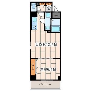 フラットケー白楽(1LDK/6階)の間取り写真
