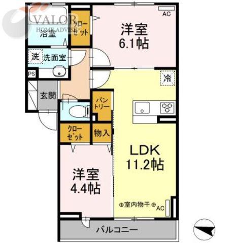 アビタシオン深見西二丁目(2LDK/3階)の間取り写真