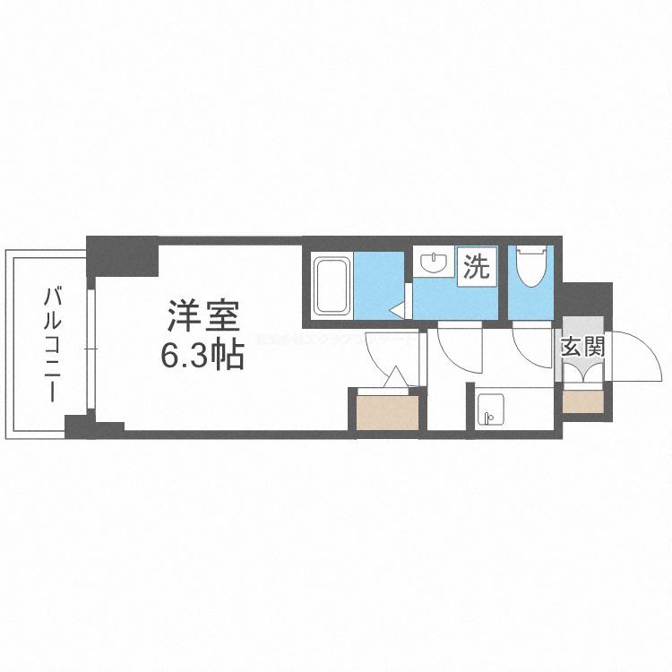 S-RESIDENCE福島玉川TRES(1K/9階)の間取り写真