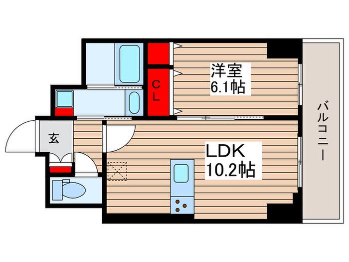 HF押上レジデンス(1LDK/2階)の間取り写真