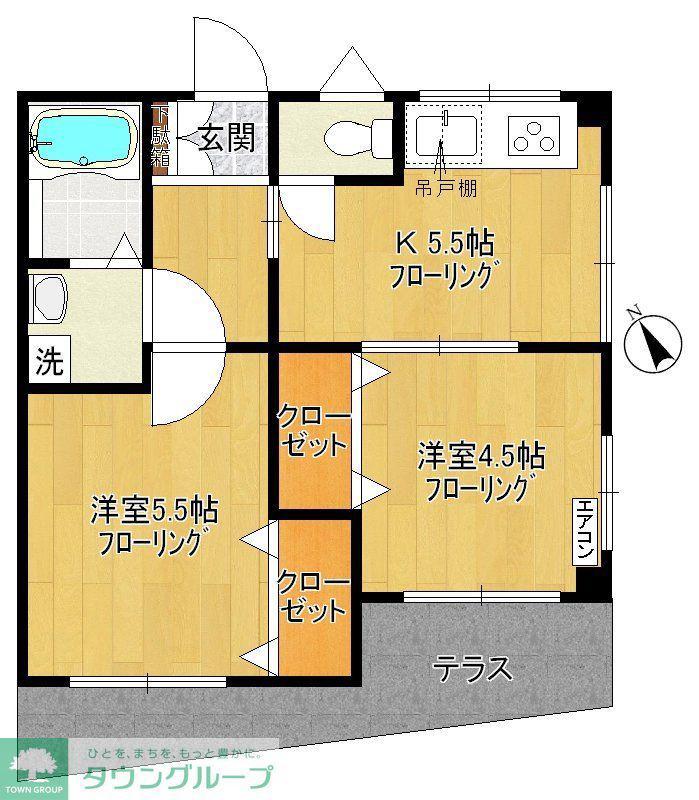 第2メゾン上原(2K/1階)の間取り写真