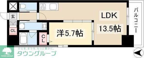 ラヴィータ 泉(1LDK/7階)の間取り写真