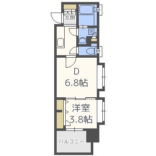 アクタス博多Vタワー 2番館(2K/12階)の間取り写真