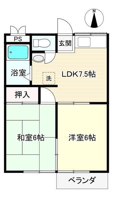 コーポ前田(2DK/2階)の間取り写真