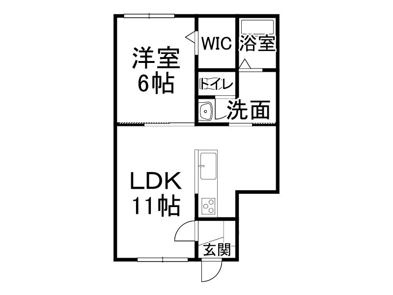 イルニード(1DK/1階)の間取り写真