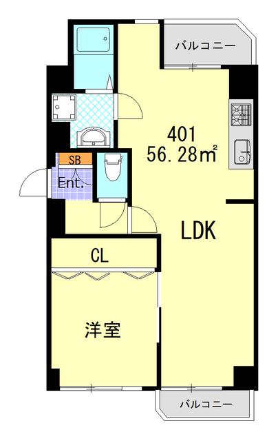 エイタイマンション(1LDK/4階)の間取り写真