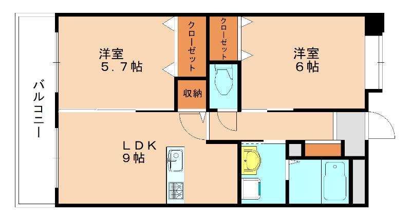 プリンセスティアラ(2LDK/3階)の間取り写真