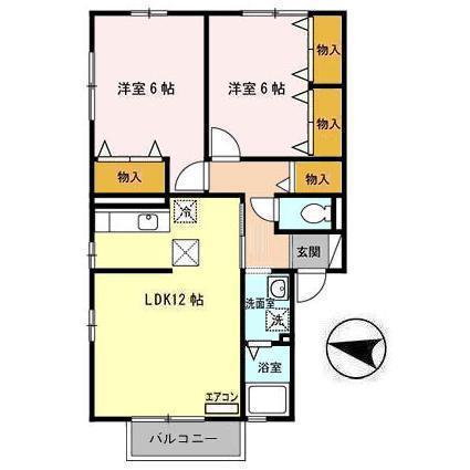 ゼフィール諏訪(2LDK/1階)の間取り写真