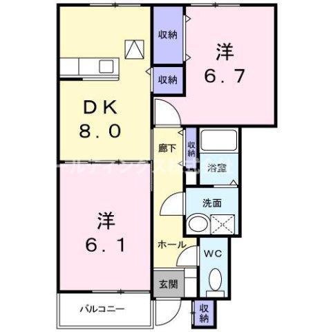 エトワール・M I(2DK/1階)の間取り写真