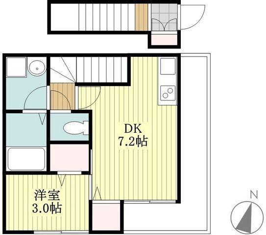 プランドール安田(1DK/2階)の間取り写真