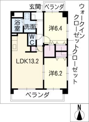 ドミール(2LDK/2階)の間取り写真