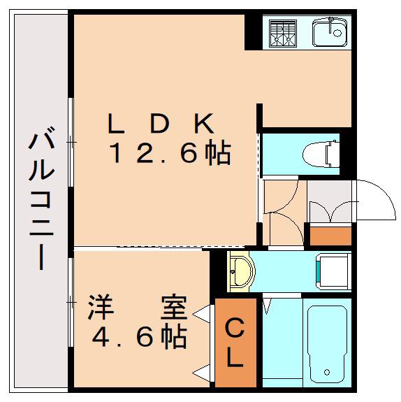 イオメール折尾(1LDK/2階)の間取り写真