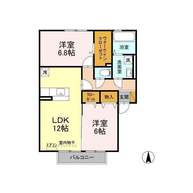MヒルズA棟(2LDK/2階)の間取り写真