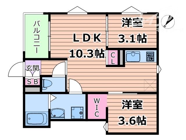 REGALEST摂津パウ(2LDK/1階)の間取り写真