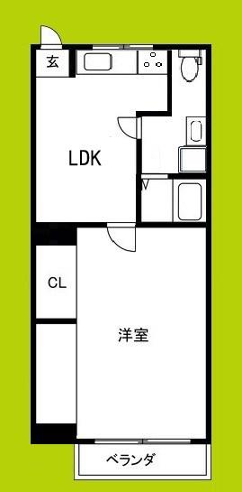 日栄マンション(1LDK/3階)の間取り写真