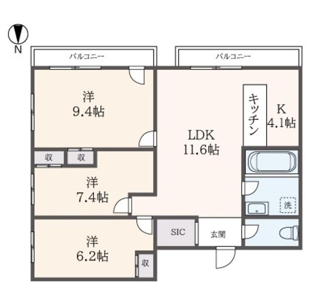 パステル日吉(3LDK/2階)の間取り写真