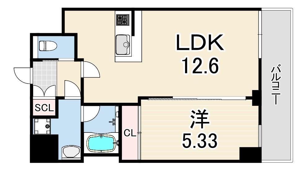 プレジオ西宮北口(1LDK/4階)の間取り写真