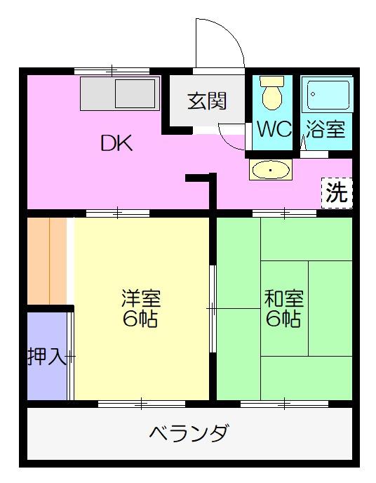 コーポ東荒子B(2DK/2階)の間取り写真