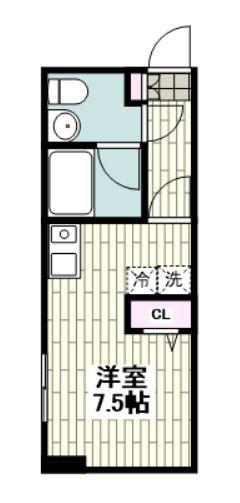 ガーデンコート藤沢(1K/1階)の間取り写真