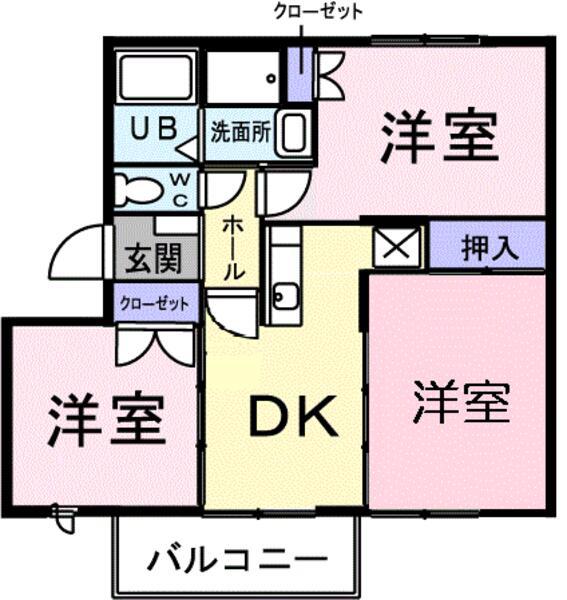 ニューエルディムトモエⅤ(3DK/2階)の間取り写真