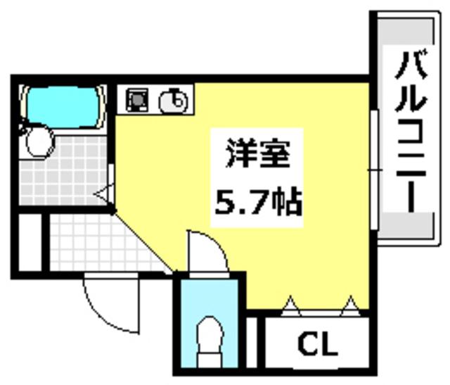 エスポワール茨木(ワンルーム/5階)の間取り写真
