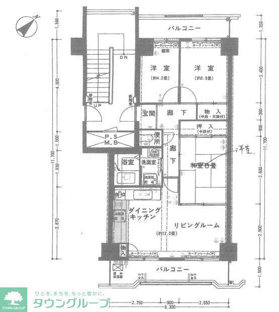 コンフォール南柏(3LDK/8階)の間取り写真