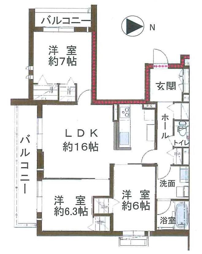 シャーメゾン晴明通(3LDK/2階)の間取り写真