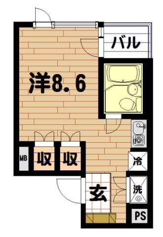 ワイティーコート(ワンルーム/4階)の間取り写真