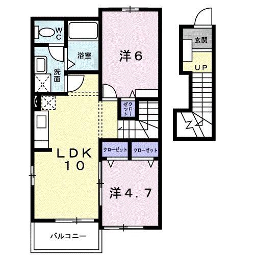ヴィラ・エクセレントC(2LDK/2階)の間取り写真