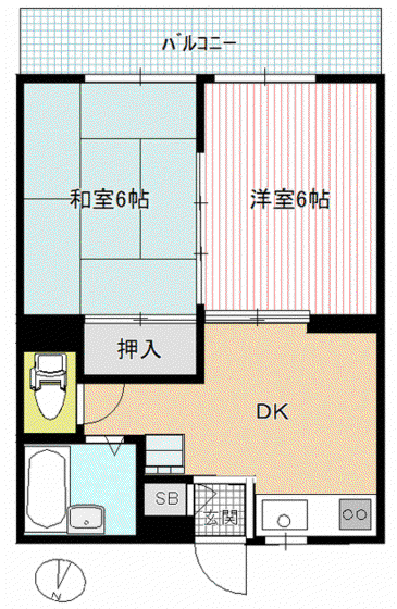 メゾネットミヤ(2DK/3階)の間取り写真