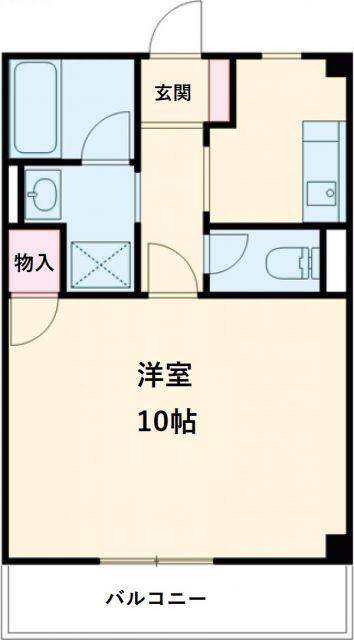 メンデルスゾーン(1K/1階)の間取り写真