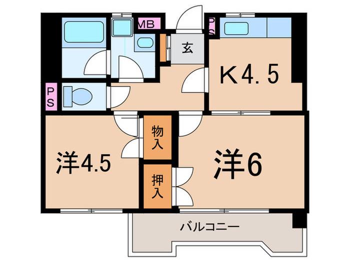 ブリッジ高津(2K/3階)の間取り写真