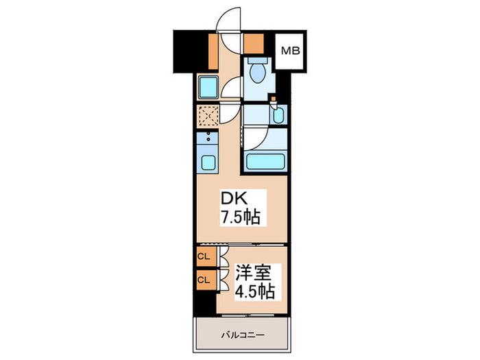 ザ・パークハビオ元浅草プレイス(1DK/2階)の間取り写真