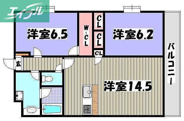 WIN北方(2LDK/6階)の間取り写真