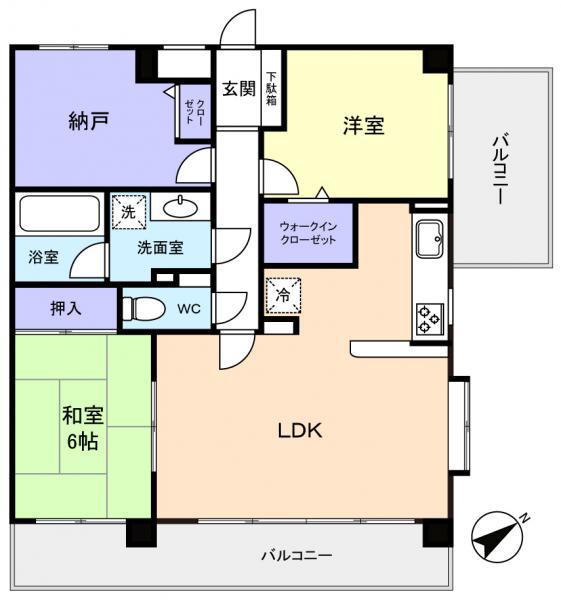 ライオンズマンション津田沼南(2SLDK/6階)の間取り写真