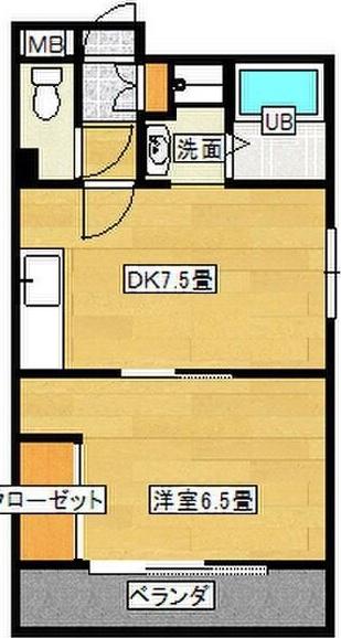 エスポワール塚口南(1DK/3階)の間取り写真