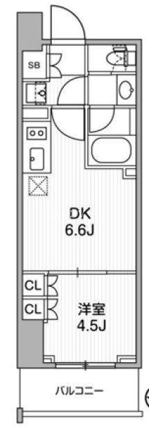 ディームス蔵前RESIDENCE(1DK/9階)の間取り写真