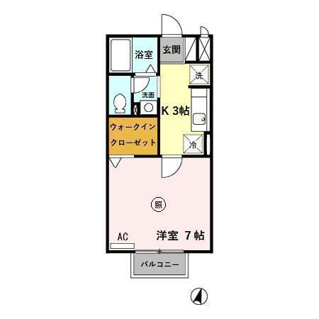 ファミーユマキ(1K/2階)の間取り写真