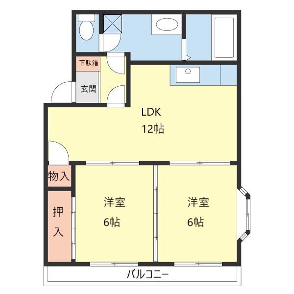 サンライト今福(2LDK/2階)の間取り写真