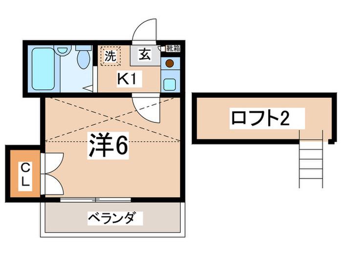 パレス平塚(1K/2階)の間取り写真