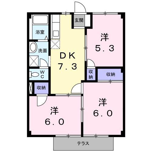 サンハイムI(3DK/1階)の間取り写真
