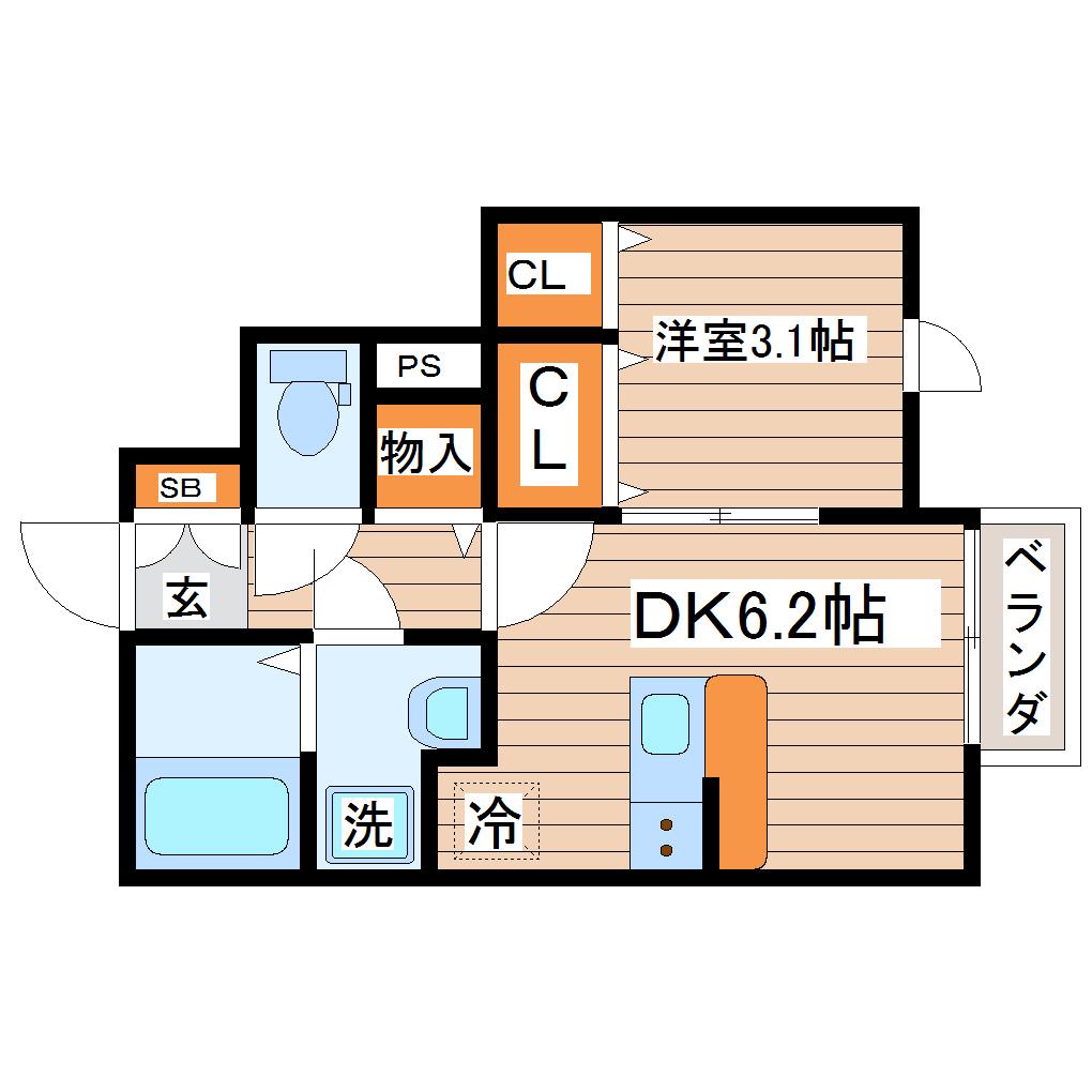LINK STAGE富沢駅前III(1DK/1階)の間取り写真